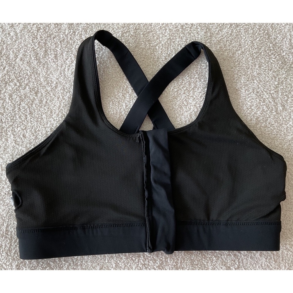 Cordaw Womens Black Front Zip High Impact Cross Back Sports Bra Size L - Picture 3 of 6